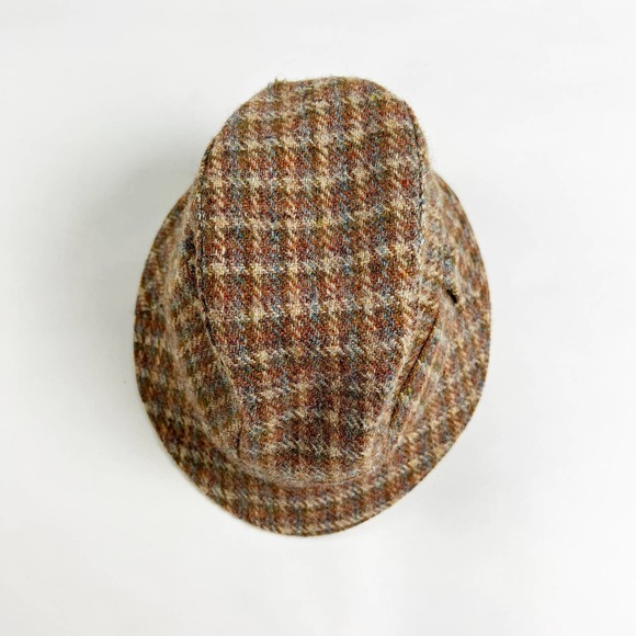 Vintage womens brown plaid wool walking hat Afonwen Woollen Mill - Picture 8 of 8